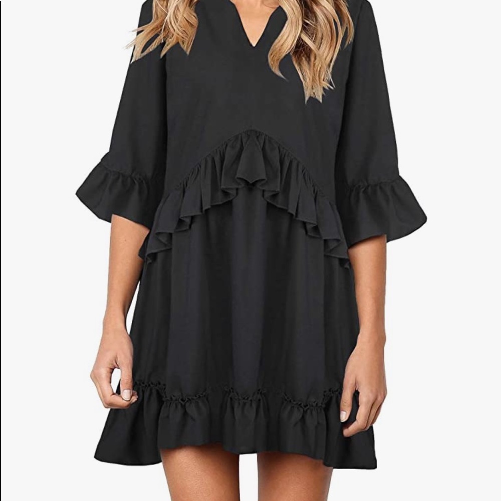 V Neck Ruffle Dress